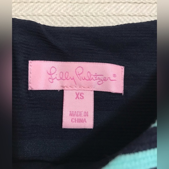 Lilly pulitzer briella navy & teal strip dress women's size XS - Picture 2 of 10